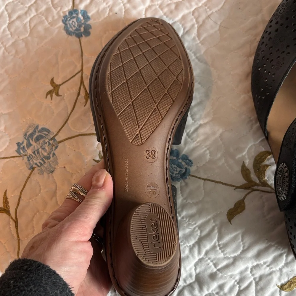 Rieker Mirjam Black Lazer-Cut Mary Jane Heeled Shoes Size 39 - Picture 11 of 16